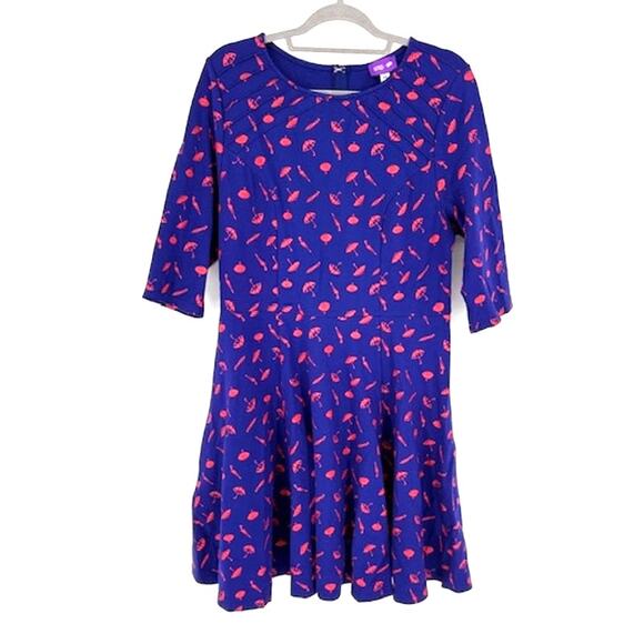 Gwynnie Bee Blue Half Sleeve Midi Dress with Red Umbrella Print – 14 - Picture 3 of 7